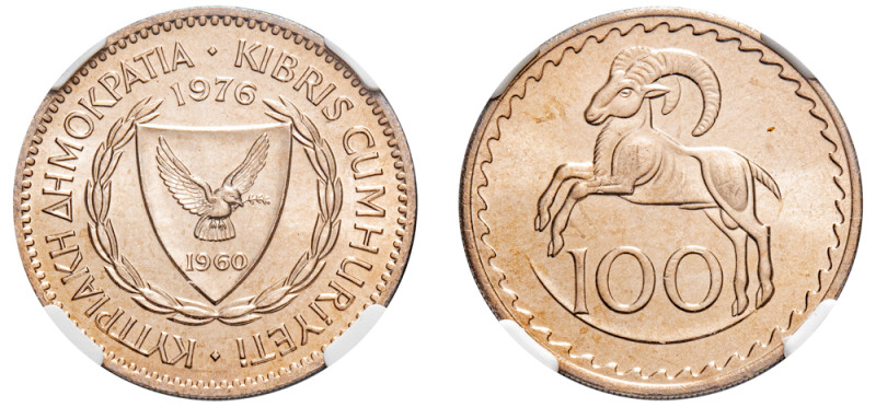Cyprus, Republic, 1960-. 100 Mils, 1976, Royal mint (KM42; Fitikides 144).

Grad...