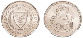 Cyprus, Republic, 1960-. 100 Mils, 1977, Royal mint (KM42; Fitikides 145).

Graded MS67 NGC.
Top Pop, 6 examples in MS67.