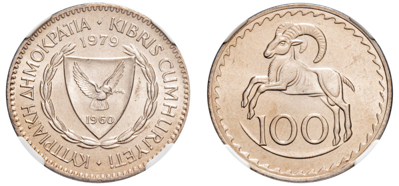 Cyprus, Republic, 1960-. 100 Mils, 1979, Royal mint (KM42; Fitikides 147).

Grad...