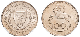 Cyprus, Republic, 1960-. 100 Mils, 1979, Royal mint (KM42; Fitikides 147).

Graded MS67 NGC.