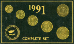 Cyprus, Republic, 1960-. Set with 1; 2; 5; 10; 20 and 50 Cents, 1991, Royal mint (KM53.3, 54.3, 55.3, 56.3, 62.2, 66; Fitikides 166, 178, 191, 202, 21...