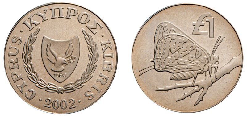 Cyprus, Republic, 1960-. Pound, 2002, Cyprus Wildlife Series - Cyprus Butterfly,...