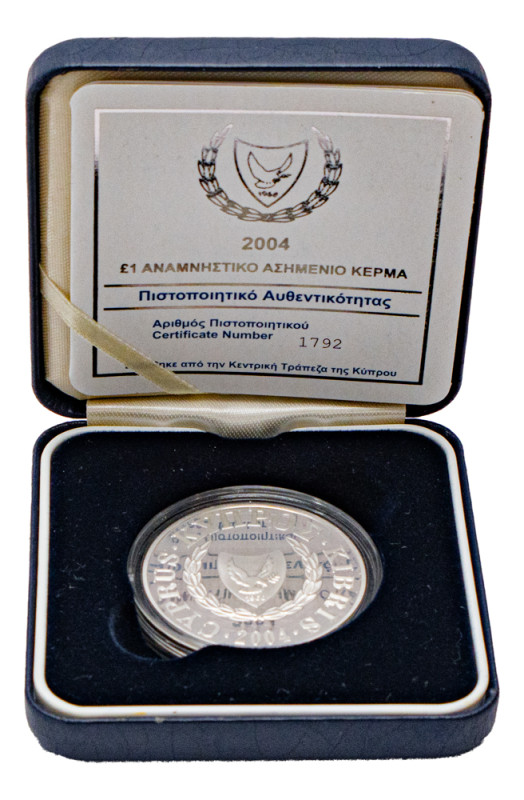Cyprus, Republic, 1960-. AR Proof Pound, 2004, Cyprus’s Accession to the Europea...