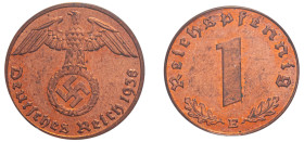 Germany, Third Reich, 1933-1945. Reichspfennig, 1938 E, Muldenhütten mint (KM89; J-361).

Graded MS63RD PCGS.