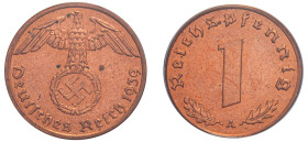 Germany, Third Reich, 1933-1945. Reichspfennig, 1939 A, Berlin mint (KM89; J-361).

Graded MS63RD PCGS.