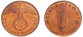 Germany, Third Reich, 1933-1945. Reichspfennig, 1939 D, Munich mint (KM89; J-361).

Graded MS64RD PCGS.