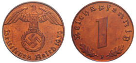 Germany, Third Reich, 1933-1945. Reichspfennig, 1939 F, Stuttgart mint (KM89; J-361).

Graded MS64RD PCGS.