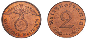 Germany, Third Reich, 1933-1945. 2 Reichspfennig, 1939 A, Berlin mint (KM90; J-362).

Graded MS64RD PCGS.