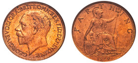 Great Britain, George V, 1910-1936. 1/4 Penny (Farthing), 1929, Royal mint (KM825; S-4061).

Graded MS63RD NGC.