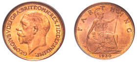 Great Britain, George V, 1910-1936. 1/4 Penny (Farthing), 1930, Royal mint (KM825; S-4061).

Graded MS64RD ANACS.