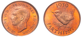 Great Britain, George VI, 1936-1952. 1/4 Penny (Farthing), 1939, Royal mint (KM843; S-4116).

Graded MS64RD PCGS.