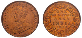 India, British India, George V, 1910-1936. 1/4 Anna, 1917 (c), Calcutta mint (KM512).

Graded MS64RD PCGS.