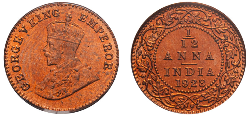 India, British India, George V, 1910-1936. 1/12 Anna, 1928 (b), Bombay mint (KM5...