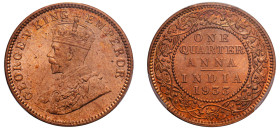 India, British India, George V, 1910-1936. 1/4 Anna, 1933 (c), Calcutta mint (KM512).

Graded MS64RD PCGS.