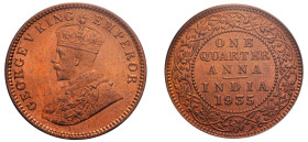 India, British India, George V, 1910-1936. 1/4 Anna, 1935 (c), Calcutta mint (KM512).

Graded MS64RD PCGS.