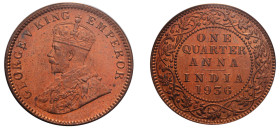 India, British India, George V, 1910-1936. 1/4 Anna, 1936 (c), Calcutta mint (KM512).

Graded MS64RD PCGS.