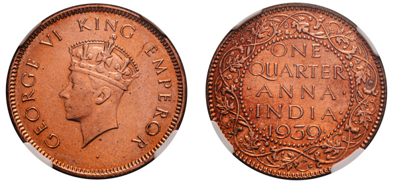 India, British India, George VI, 1936-1952. 1/4 Anna, 1939 (b), Bombay mint (KM5...