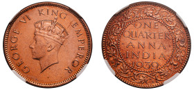 India, British India, George VI, 1936-1952. 1/4 Anna, 1939 (b), Bombay mint (KM530).

Graded MS63RD NGC.
