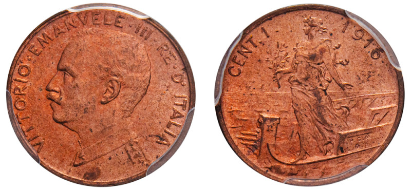 Italy, Vittorio Emanuele III, 1900-1946. Centesimo, 1916 R, Rome mint (KM40).

G...