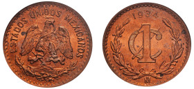 Mexico, Mexican Republic, 1823-. Centavo, 1934 Mo, Mexico City mint (KM415).

Graded MS64RD NGC.