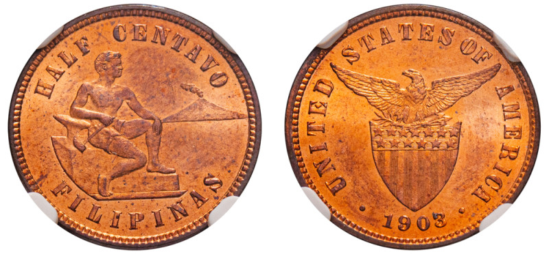 Philippines, Insular Government, 1901-1935. 1/2 Centavo, 1903, Philadelphia mint...