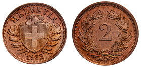 Switzerland, Federal State, 1848-. 2 Rappen, 1932 B, Bern mint (KM4.2a).

Graded MS66RD PCGS.