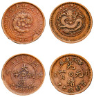 China, Anhwei Province and Empire, Guangxu, 1875-1908. Lot of 2 coins comprising 10 Cash, ND (1902-1906), smooth edge, 7.27g (KM-Y-36.1) and 10 Cash, ...