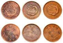 China, Kiangsu-Chingkiang Province, Guangxu, 1875-1908. Lot of 3 coins comprising 10 Cash, ND (1905), 7.03g (KM-Y-78.3); 10 Cash, ND (1905), 6.87g (KM...