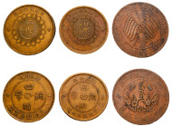China, Szechuan Province, Republic of China, 1912-1949. Lot of 3 coins comprising Brass 50 Cash, Year 1 (1912), large flower, 17.62g (KM-Y-449.1a); Br...