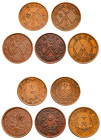 China, Republic, 1912-1949. Lot of 5 coins comprising 10 Cash, ND (1920), 6.86g (KM-Y-302); 10 Cash, ND (1920), 6.68g (KM-Y-302.2); 10 Cash, ND (1920)...