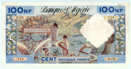 Algeria (French Colony)
Banque de l' Algerie
100 Nouveaux Francs, 3rd June 1960
S/N B.176 729
Printer: Banque de France
Watermark: Ram
Pick 121

Very ...