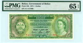 Belize
Goverment of Belize
1 Dollar, 1st June 1975
S/N A/1 411860
Printer: BWC
Pick 33b

Graded Gem Uncirculated 65 EPQ PMG.

From the “Yankee” Collec...