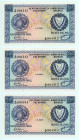 Cyprus
Lot of 3 banknotes comprising 250 Mils (3), 1st December 1982
S/N S/81 004312-14 (consecutive numbers)
Printer: BWC
Pick 41c

Uncirculated (3)....