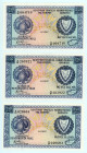 Cyprus
Lot of 3 banknotes comprising 250 Mils (3), 1st December 1982
S/N S/81 004710, S/81 020604 and S/81 203922 
Printer: BWC
Pick 41c

Uncirculated...