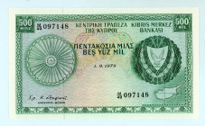 Cyprus
Central Bank
500 Mils, 1st September 1979
S/N M/49 097148
Printer: BWC
Pick 42c

Uncirculated.

From the “Yankee” Collection of banknotes.