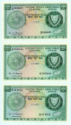 Cyprus
Lot of 3 banknotes comprising 500 Mils (3), 1st September 1979
S/N M/49 068607, N/51 209546 and N/21 212042
Printer: BWC
Pick 42c

Uncirculated...