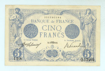 France
Bank of France
5 Francs (Blue), 4th April 1916
S/N Q.13404 198
Watermark: Woman's head
Pick 70; Fay 02/42; BDF 190502

Good very fine.

From th...