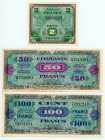 France (Provisional Government of the French Republic, 1944-1946)
Lot of 3 banknotes comprising 2 Francs, 50 Francs and 100 Francs, 1944
S/N 35033537,...