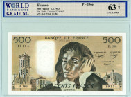 France
Bank of France
500 Francs (Pacal), 2nd June 1983
S/N H.186 19154
Signatures of Pierre Strohl, Jean-Jacques Tronche and Bernard Dentaud
Printer:...