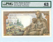 France
Bank of France
1.000 Francs, 5th November 1942
S/N K.1794 948
Signatures of René Favre-Gilly, Jacques Belin and Pierre Rousseau
Pick 203; Fay 4...