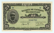 French West Africa
Banque de L'Afrique Occidentale
25 Francs, 14th December 1942
S/N 0348750
Printer: WBNC
Pick 30

About uncirculated.

From the “Yan...
