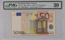 Greece (European Union)
European Central Bank
50 Euro, 2002
S/N Y00661006657
Signature of W. F. Duisenberg
Serial Number Prefix “Y”
Pick 4y

Graded Ve...