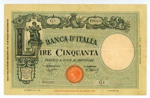 Italy
Bank of Italy
50 Lire, 31st March 1943
S/N G1 056420
Signatures of Azzolini and Urbini
Printer: IPZS (Istituto Poligrafico e Zecca dello Stato) ...