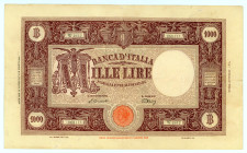 Italy
Bank of Italy
1.000 Lire (Testina and Banca d'Italia seals), 11th August 1943
S/N W2612 068111
Grande M
Pick 72c

About very fine, minor holes.
...