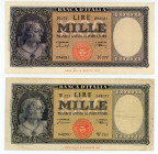 Italy
Lot of 2 banknotes comprising 1.000 Lire (2), 20th March 1947 and 11th February 1948 REPLACEMENT
S/N W283 048557 and N277 094081
Printer: IPZS (...