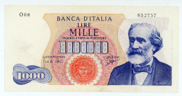 Italy
Bank of Italy
1.000 Lire, 14th July 1962
S/N O08 652757
Signatures of Carli and Ripa
Printer: IPZS (Istituto Poligrafico e Zecca dello Stato)
Wa...