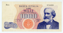 Italy
Bank of Italy
1.000 Lire, 14th July 1962
S/N S01 974409
Signatures of Carli and Ripa
Printer: IPZS (Istituto Poligrafico e Zecca dello Stato)
Wa...