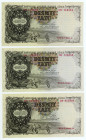 Latvia
Government State Treasury Note
Lot of 3 banknotes comprising 10 Latu (3), 1940
S/N DD 118519, DD 118553, DF 014968
Signatures of A. Kaminskis a...
