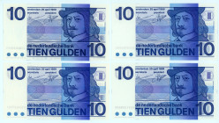 Netherlands
Lot of 4 banknotes comprising 10 Gulden (4), 25th April 1968
S/N 0408980502, 2320627581, 4382039511 and 9291298608
Var. plain bullseye at ...