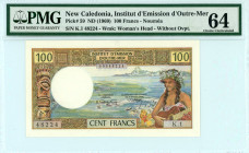 New Caledonia 
Institut d' Emission d' Outre-Mer
100 Francs (Noumea), ND (1969)
S/N K.1 48224
Without overprint "RÉPUBLIQUE FRANÇAISE"
Printer: Bank o...